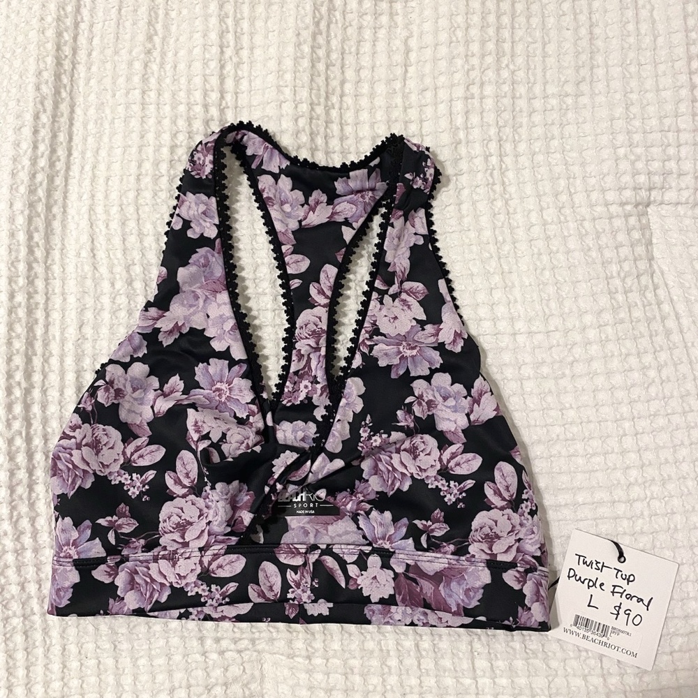 Beach Riot Twist Racerback Bra Top in Fairy Floral - NWT